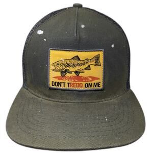 fishpond Trucker Hat Gray One Size Trout Patch Don't Tredd On Me Mesh Snapback